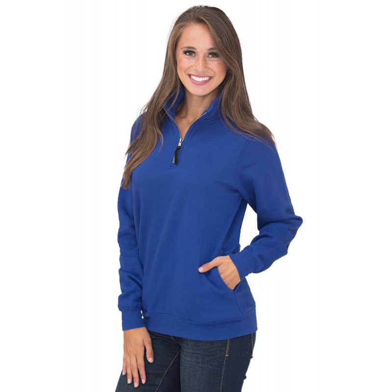 Navy Blue Pocket Style Quarter Zip Sweatshirt