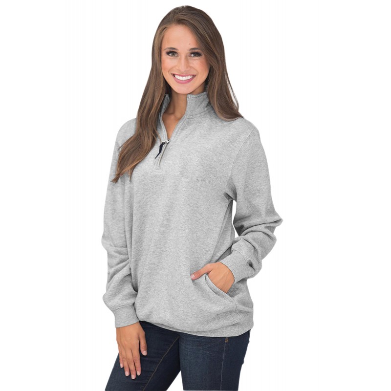 Gray Pocket Style Quarter Zip Sweatshirt