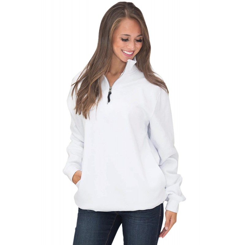 White Pocket Style Quarter Zip Sweatshirt